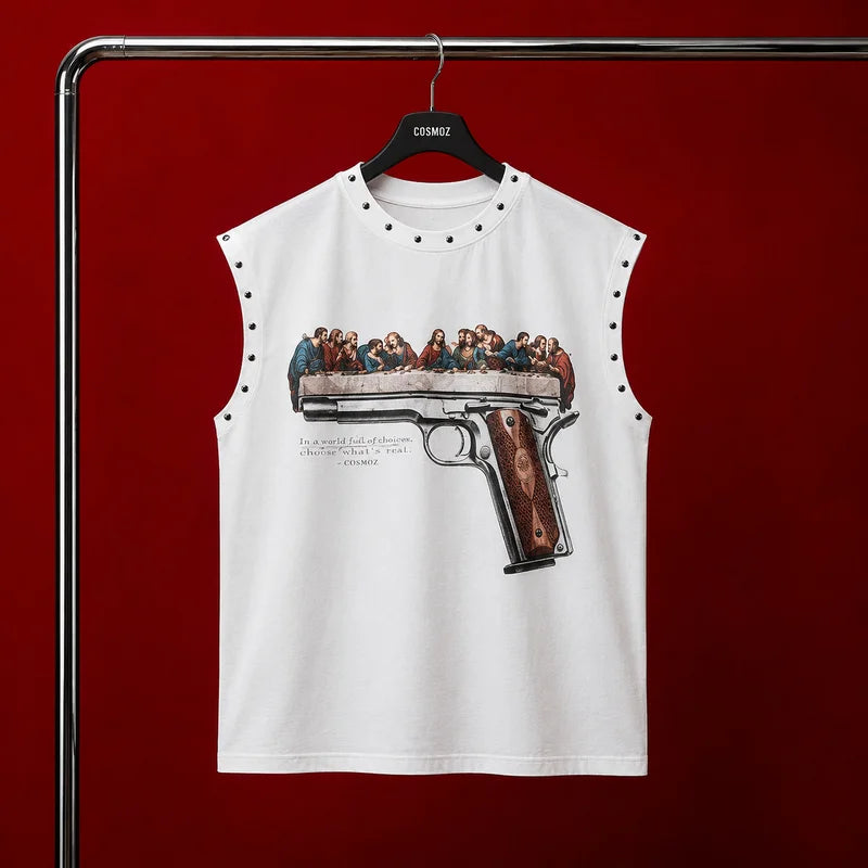 Last Shot Oversized Graphic Muscle Tee – Unisex Streetwear - Cosmoz Drip